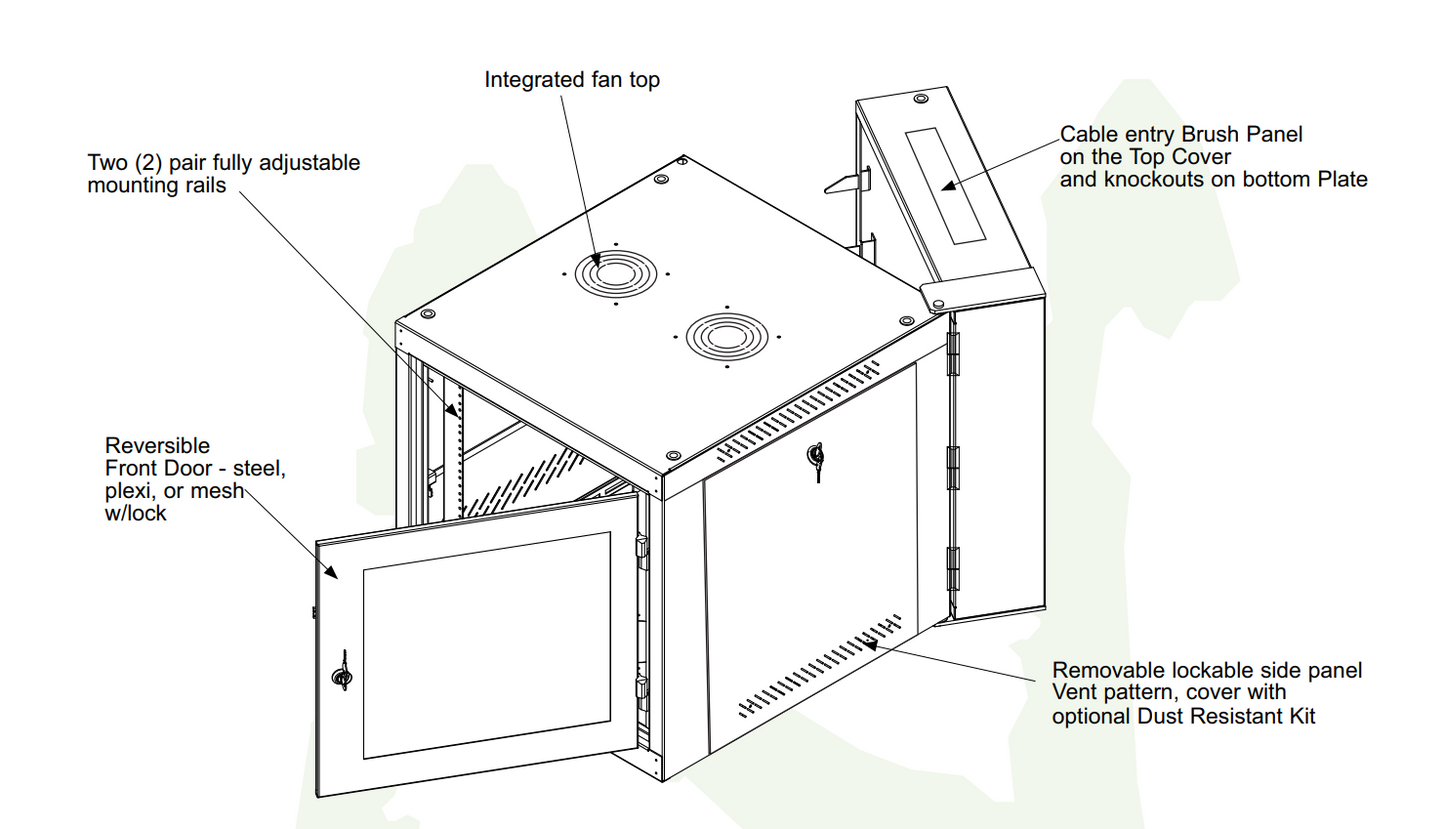 Wallmount Cabinet Double Section with Tempered Glass